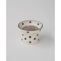 Dexypaws Raised Ceramic Cat Bowl White with Black Dots 8.7oz