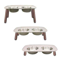 Messy Mutts - Wooden Legs Elevated Feeder with Stainless Steel Bowls