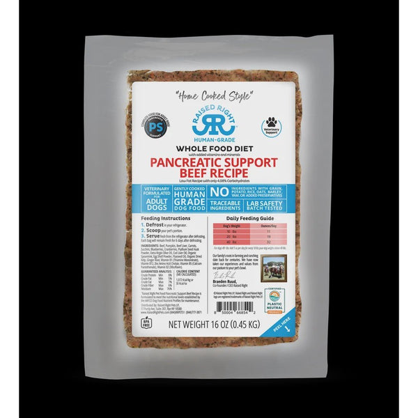 Raised Right Pancreatic Support Beef Adult Dog 16oz